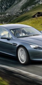 Rapide,2009,Скалы,Вид Сбоку,Скорость,Серый,Тачки (Cars),Астон Мартин (Aston Martin)