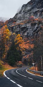 Rocks,Road,Winding,Sinuous,Markup,Fog,Nature