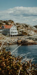 Rocks,Shore,Bank,Gothenburg,Sweden,Nature,Sea,House