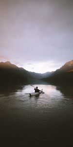 Rocks,Silhouette,Paddle,Oar,Boat,Loneliness,Nature