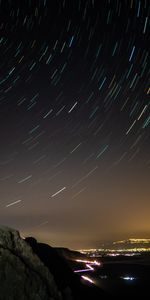 Rocks,Starry Sky,Long Exposure,Night City,Dark