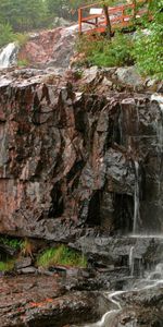 Rocks,Waterfall,Bridge,Lumps,Blocks,Nature,Wet