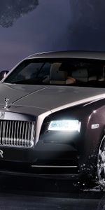 Rolls Royce Wraith 2013,Espectro,Rolls Royce,Coches,Vista Frontal,Fantasma,Noche