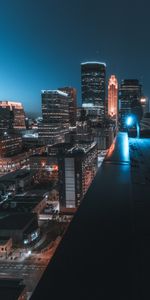 Roof,Building,Human,Person,City,Night,Dark