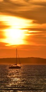 Coucher De Soleil,Éblouissement,Éclat,Un Bateau,Nature,Mer,Bateau,Voilier