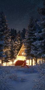 Santa Claus,Christmas,Holidays,New Year,Snow,Forest,House