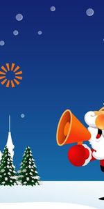 Santa Claus,Fir Trees,Holiday,Shout,Megaphone,Holidays,Lock,Christmas,Deer