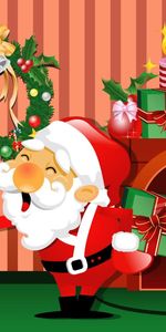 Santa Claus,Presents,Gifts,Holidays,Christmas,Fireplace,House