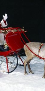 Santa Claus,Snow,Bag,Sleigh,Sledge,Presents,Gifts,Holidays,Sack,Deer