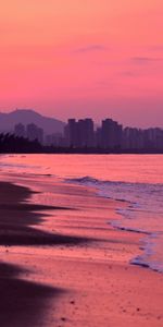 Mar,Ciudad,Costa,Crepúsculo,Oscuro,Oscuridad,Playa