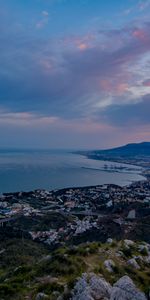 Sea,Evening,Stones,City,Nature,Coast