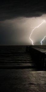 Sea,Landscape,Lightning