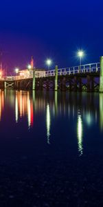 Mar,Noche,Brillar,Luz,Linternas,Iluminación,Encendiendo,Naturaleza,Muelle,Luces