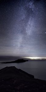 Sea,Night,Starry Sky,Dark,Island