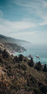 Sea,Rocks,Coast,Fog,Nature,Landscape