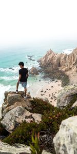 Sea,Rocks,Miscellaneous,Overview,Review,Cliff,Human,Person,Miscellanea,Beach