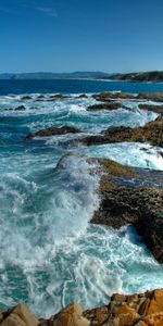 Sea,Rocks,Shore,Bank,Spray,Nature,Waves