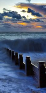 Sea,Shine,Light,Evening,Foam,Wharf,Berth,Nature