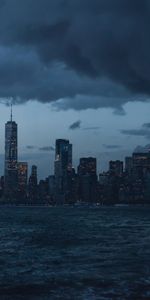 Sea,Shore,Bank,Night City,Cities,Panorama