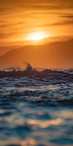 Sea,Sun,Hill,Nature,Waves,Splash