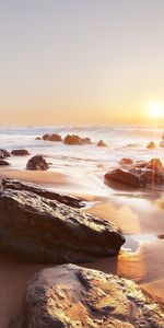 Coucher De Soleil,Mer,Paysage,Plage