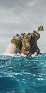 Ondas,Mar,Palms,Isla,3D