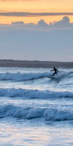 Serfing,Dusk,Surfer,Twilight,Sports,Ocean,Waves