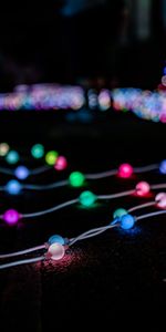 Shine,Garland,Garlands,Light Bulbs,Light,Miscellanea,Miscellaneous,Motley,Darkness,Multicolored