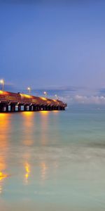 Naturaleza,Mar,Noche,Brillar,Luz,Océano,Atracar,Muelle,Oceano