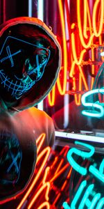 Shine,Light,Miscellanea,Miscellaneous,Human,Person,Hood,Mask,Neon