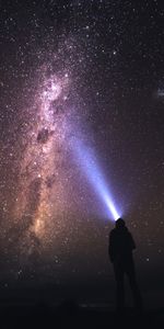 Shine,Light,Silhouette,Starry Sky,Night,Dark,Ray,Flashlight