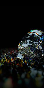 Shine,Motley,Dark,Multicolored,Brilliance,Glass,Skull