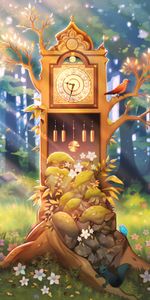 Shine,Wood,Forest,Tree,Light,Clock,Art