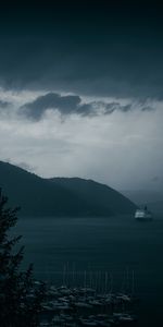 Ships,Nature,Sea,Port,Bay,Dark,Fog