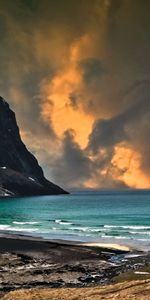 Shore,Bank,Colors,Color,Overcast,Nature,Sea,Mainly Cloudy,Mountains