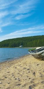 Árboles,Orilla,Banco,Bosque,Un Barco,Siberia,Naturaleza,Ríos,Arena,Bote