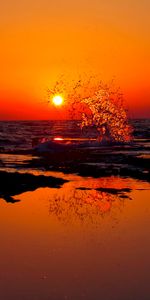 Shore,Bank,India,Nature,Ocean,Sunset,Splash