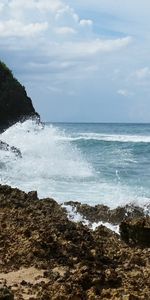 Shore,Bank,Nature,Waves,Ocean,Spray