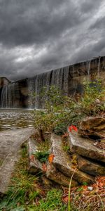 Nature,Pas,Descente,Endiguer,Escalier,Barrage,Banque,Rive,Eau