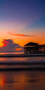 Puesta Del Sol,Orilla,Banco,Navegar,Surfear,Atracar,Naturaleza,Mar,Nubes,Muelle