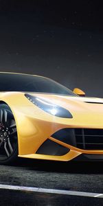 F12,Berlinetta,Тачки (Cars),Вид Сбоку,Желтый,Феррари (Ferrari)