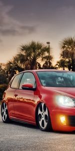 Gti,Mk6,Bagged,Тачки (Cars),Красный,Вид Сбоку,Фольксваген (Volkswagen)