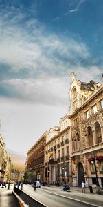 Sign,Cities,Sky,Clouds,Spain,Madrid,Signs,City,Man,Human,Person,Female,Woman,People