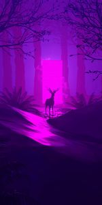 Silhouette,Art,Forest,Deer,Dark,Portal