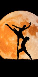 Silhouette,Ballet,Moon,Vector