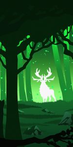 Forêt,Silhouette,Cerf,Vecteur