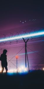 Silhouette,Human,Person,Barbed Wire,Night,Dark