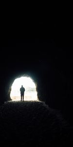 Silhouette,Loneliness,Dark,Cave