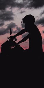 Silhouette,Sombre,Motard,Motocyclette,Cycliste,Motocycliste,Moto