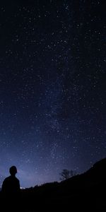 Silhouette,Person,Night,Starry Sky,Human,Dark